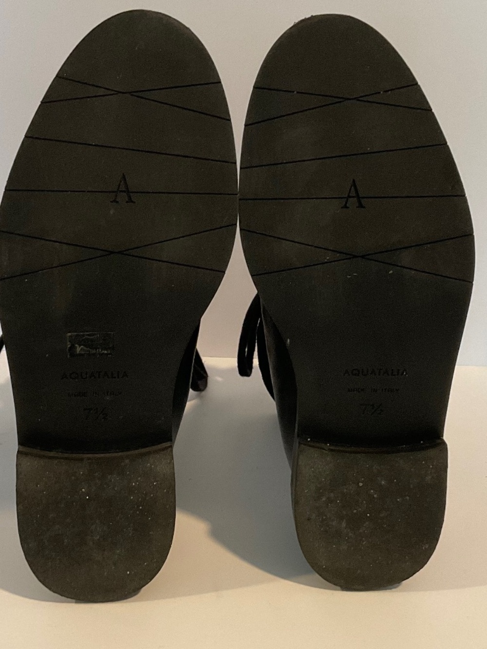AQUATALIA Italy Clarisa Round Toe Leather/Suede Collar Booties Black Size 7.5 - Picture 11 of 13
